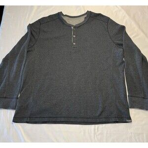 Eddie Bauer Shirt Gray Thermal Waffle Knit Henley Button Long Sleeve Mens 2XL